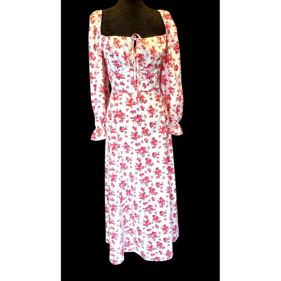 Floral Romantic Feminine Prairie Cottage Maxi Dress XL By Loness Festival Fairy - Picture 1 of 13